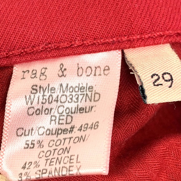 Rag & Bone Skinny Jean in Red Wash 29 - Picture 6 of 6